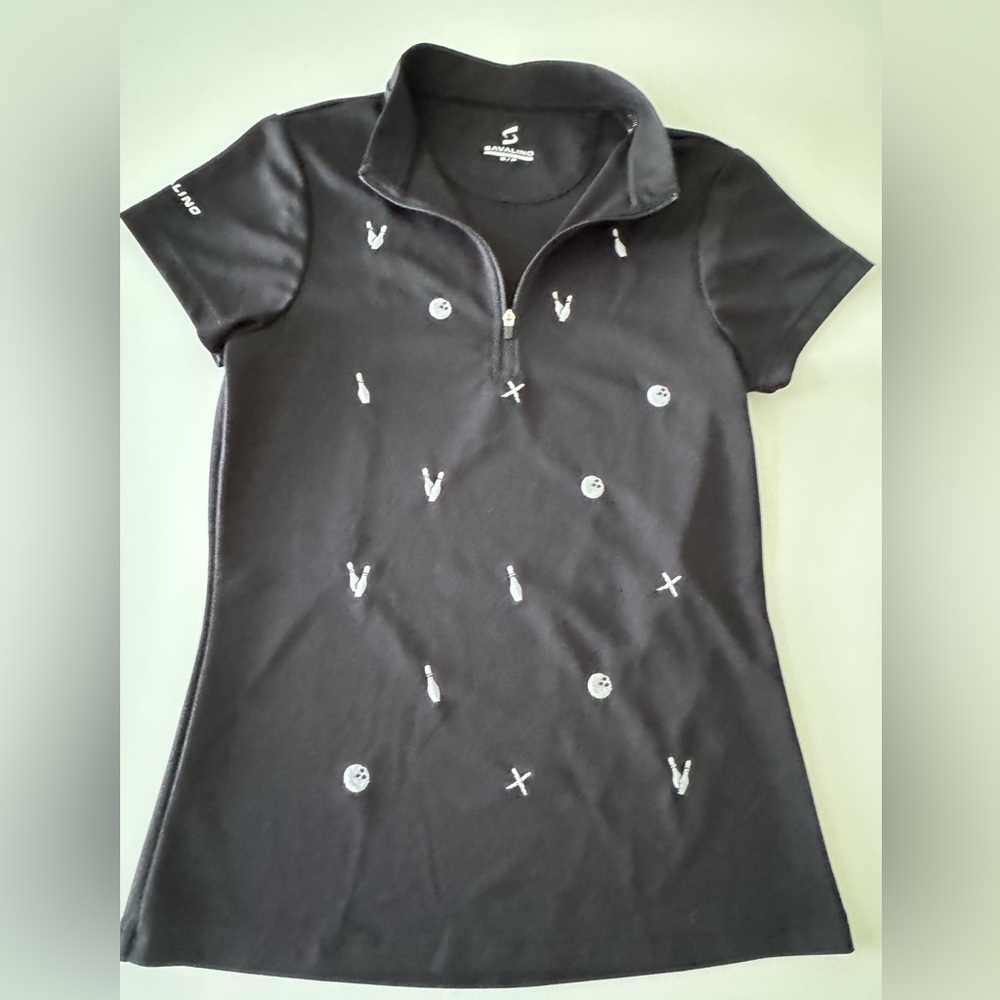Savalino Angelina Bowling Jersey with Embroidered Details Size S - Picture 2 of 9